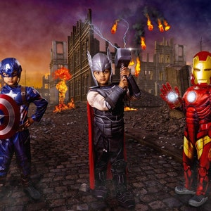 Superhero Digital Backdrop, Super Hero Background for Cosplay Composite Photography, War Zone, Battleground Backdrop