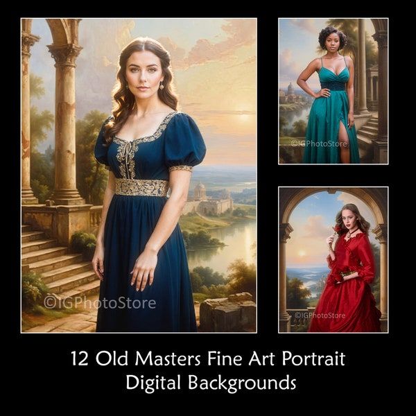 Old Masters Fine Art Portrait Photography Digital Backgrounds, Painterly Digital Backdrop Bundle for Composite Photos