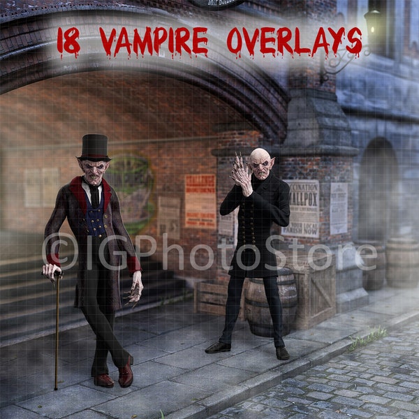 Vampire Digital Overlays, Transparent PNG Vampires, Fantasy Fictional Horror Character Clipart, Photo Manipulation, Book Cover Design Stock