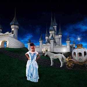 Fairy Tale Princess Backdrop, Fantasy Castle Digital Backdrop, Castle Background, Fairytale Castle Digital Backdrop, Magical Carriage