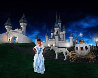 Fairy Tale Princess Backdrop, Fantasy Castle Digital Backdrop, Castle Background, Fairytale Castle Digital Backdrop, Magical Carriage