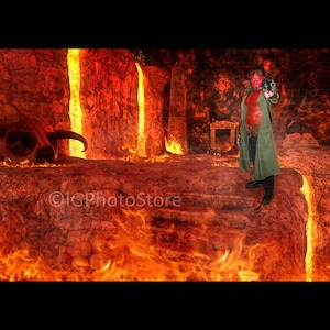 Hellscape Digital Backdrop for Cosplay Composite Photography, Burning Hell Fire Landscape Digital Background for Cosplayers