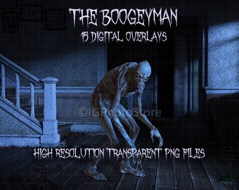 The Boogeyman Digitale Overlays, Gruselige Halloween Monster, Transparentes PNG, Horror Clip Art, Scrapbooking, zusammengesetzte Fotografie, digitale Kunst