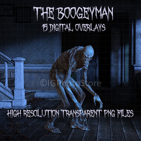 The Boogeyman Digital Overlays, Scary Halloween Monsters, Transparent PNG, Horror Clip Art, Scrapbooking, Composite Photography, Digital Art