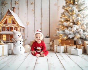 White Christmas Digital Background for Babies and Children, Festive Holiday Backdrop for Kids