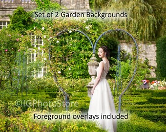 Set of 2 Garden Digital Backdrops for Wedding and Portrait Photography, Wedding Digital Backgrounds