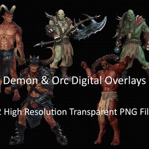 Digitala överlägg med demoner och orker, fantasy PNG Clipart (digital nedladdning)