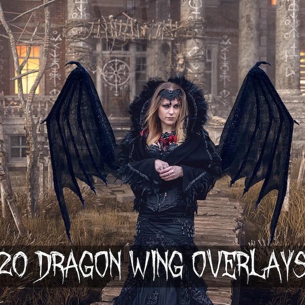 Dragon Wing Digital Overlays, Transparent PNG Dragon Wings Clipart, Demon Wings, Cosplay Composite Photos, Digital Art, Cover Design