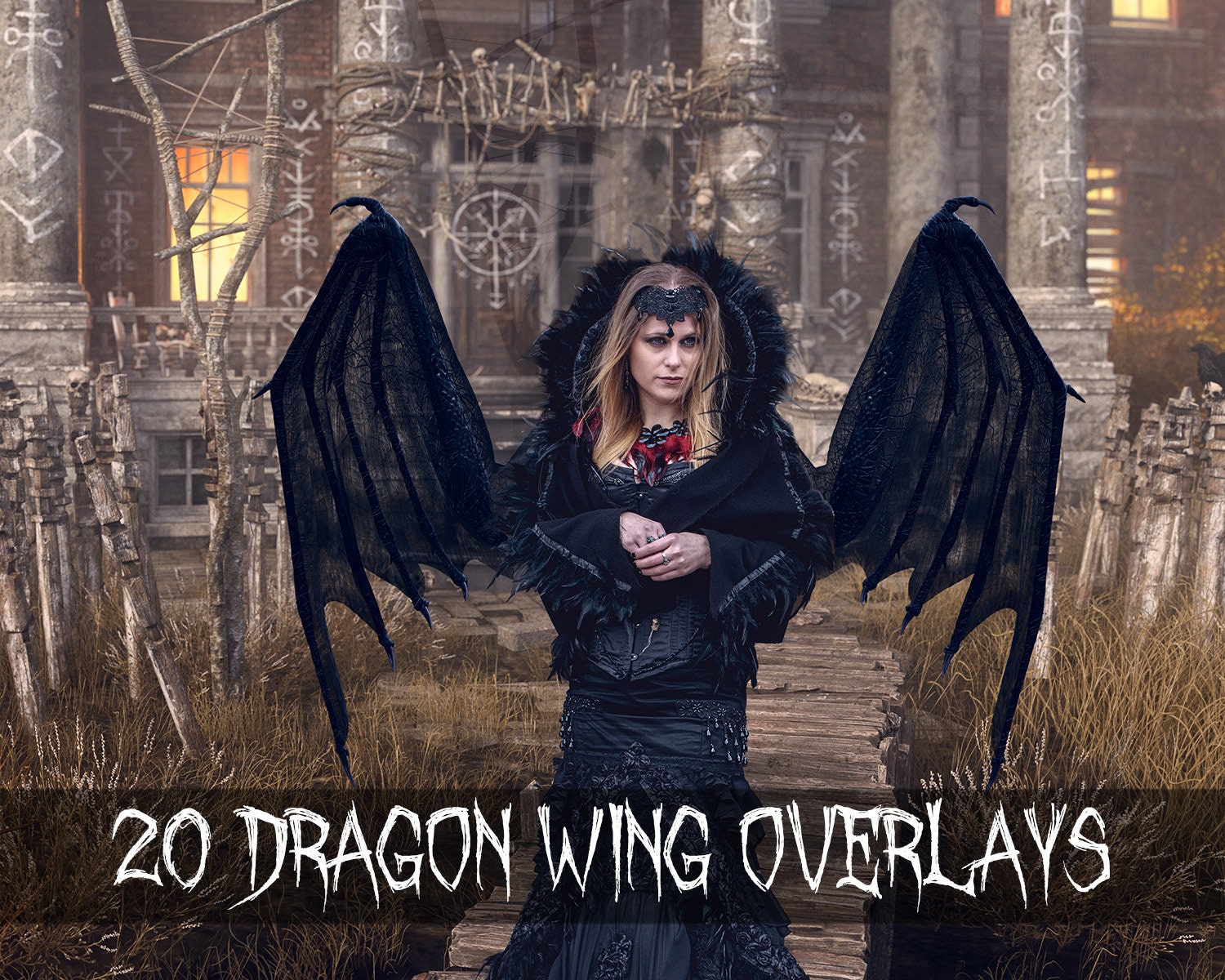 LUOZZY Halloween Black Cosplay Wings Prop Devil Wing Skull Hand Wing  Costume Accessory Demon Cosplay Prop