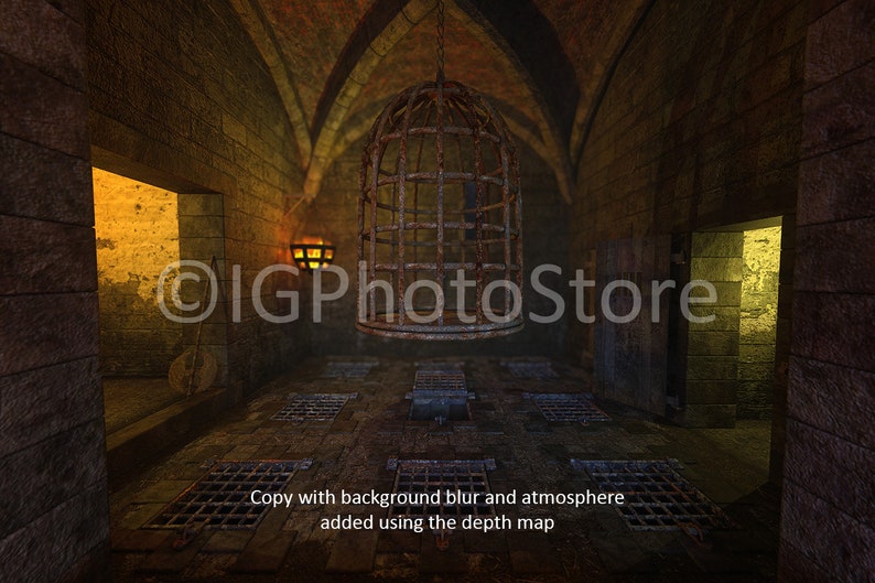 Dungeon Cage Backdrop, Digital Backdrops, Fantasy Cosplay Background ...