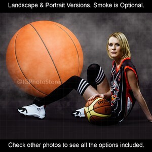 Basketball Digital Background, Digital Studio Backdrop, Landscape and Portrait Versions, Sports Digital Backdrop, Giant Basketball