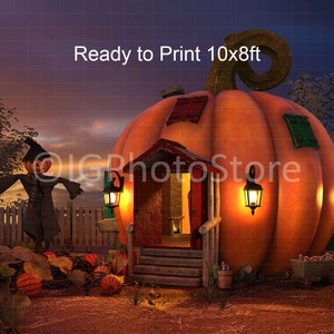 Printable Halloween Backdrop, Photobooth Backdrop, Pumpkin House, Halloween Background, Fall Printable Background, Fall Studio Backdrop