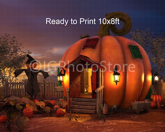 Printable Halloween Backdrop, Photobooth Backdrop, Pumpkin House, Halloween Background, Fall Printable Background, Fall Studio Backdrop