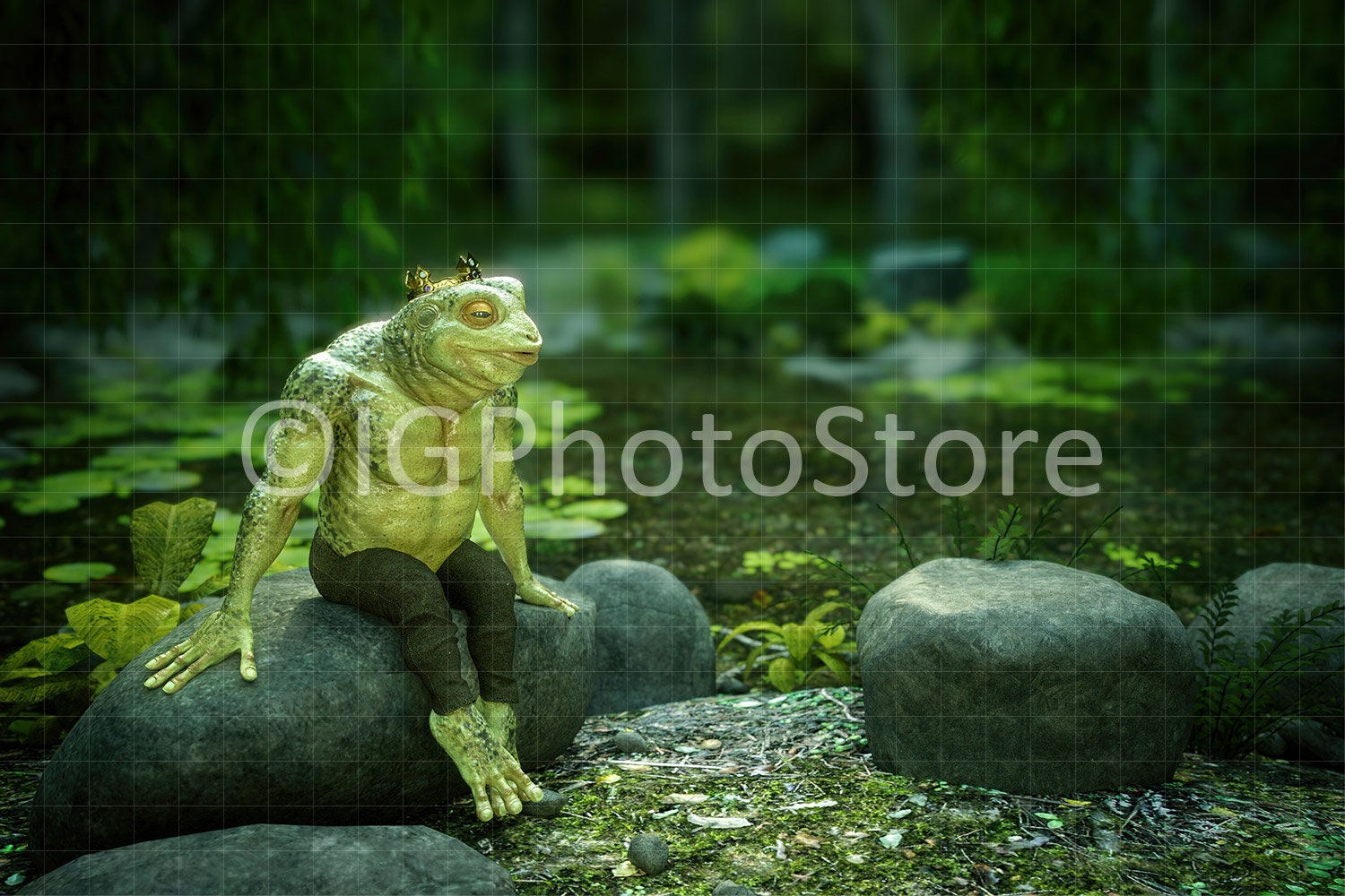 Kiss Frog Prince Digital Backdrop, Princess and Frog Digital Background ...