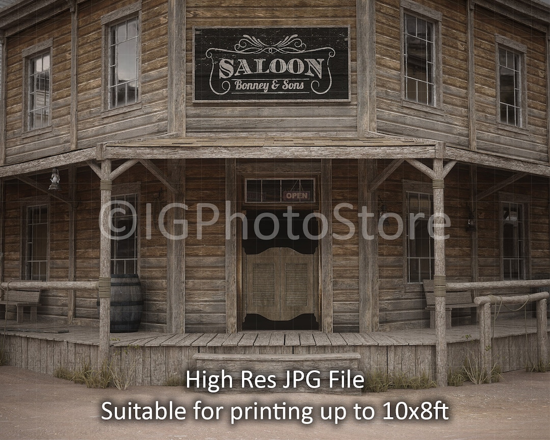 Old Wild West Town Printable Digital Background, Vintage Western