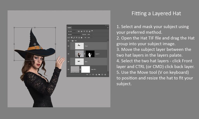 Halloween Witch's Hat Digital Overlays, Layered Photoshop Template ...