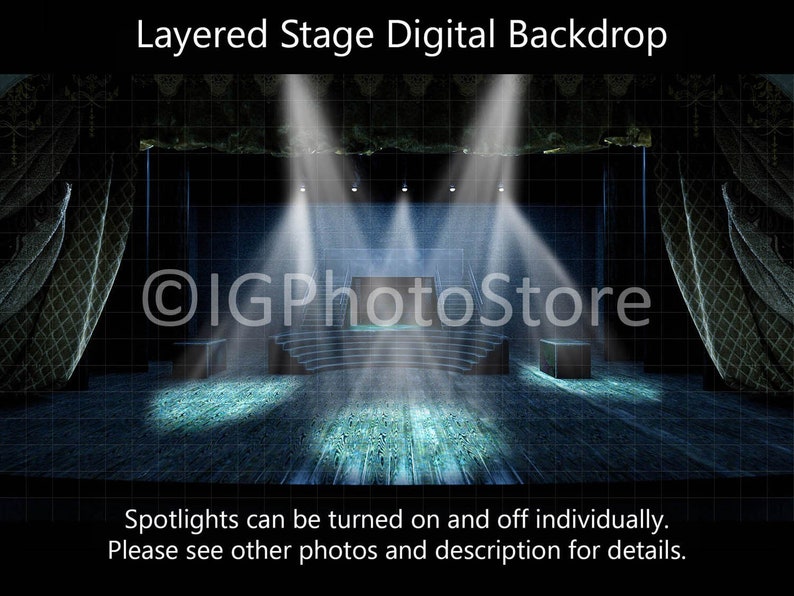 Concert Stage Layered Digital Backdrop, Theatre Stage With Lights ...