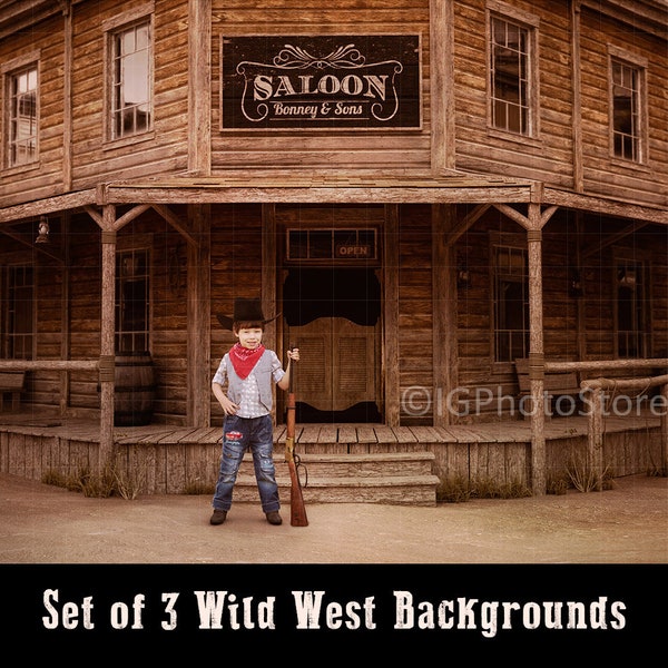 Old Wild West Town Digital Background, Vintage Western Street Backdrop, Cowboy Backdrop for Composite Portrait Photography, Saloon Backdrop