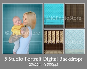 Wall and Floor Digital Backdrops, Portrait Photography Backgrounds, Digital Studio Props for Composite Portraits