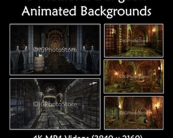 Medieval Dungeon Animated Backgrounds, Dark Fantasy 4K Video (MP4)