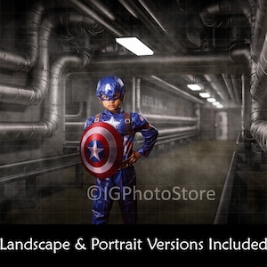 Superhero Digital Backdrops, Grungy Cosplay Photo Background, Composite Portrait Backdrop, Sci-Fi Background, Photoshop Template