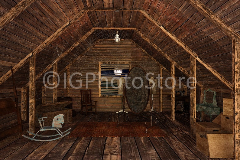 Halloween Background, Halloween Backdrop, Creepy Attic Background ...