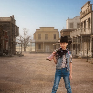 Wild West Town Digital Backdrop, Old Western Street, Cowboy Background for Photographers, Composite Portrait Backdrop