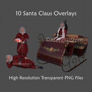 Santa Claus Digital Overlays, Father Christmas Transparent PNG, Santa Clipart, Composite Photography, Digital Art, Scrapbooking