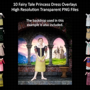 Fairy Tale Princess Dress Digital Overlays, Transparent PNG Princess Dresses, Cosplay Composite Photography, Scrapbooking, Digital Art