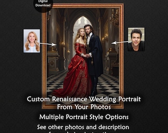 Renaissance Wedding Couple Custom Portrait, Fantasy Historic Painting (Digital Download)
