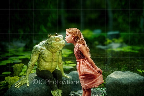 Kiss Frog Prince Digital Backdrop Princess and Frog Digital - Etsy