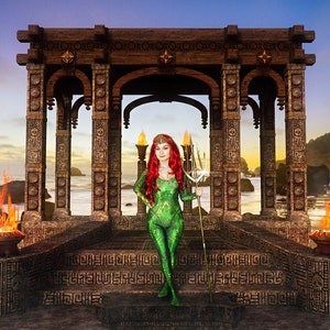 Superhero Cosplay Digital Backdrop, Fantasy Atlantis Temple Background, Composite Background for Photoshop