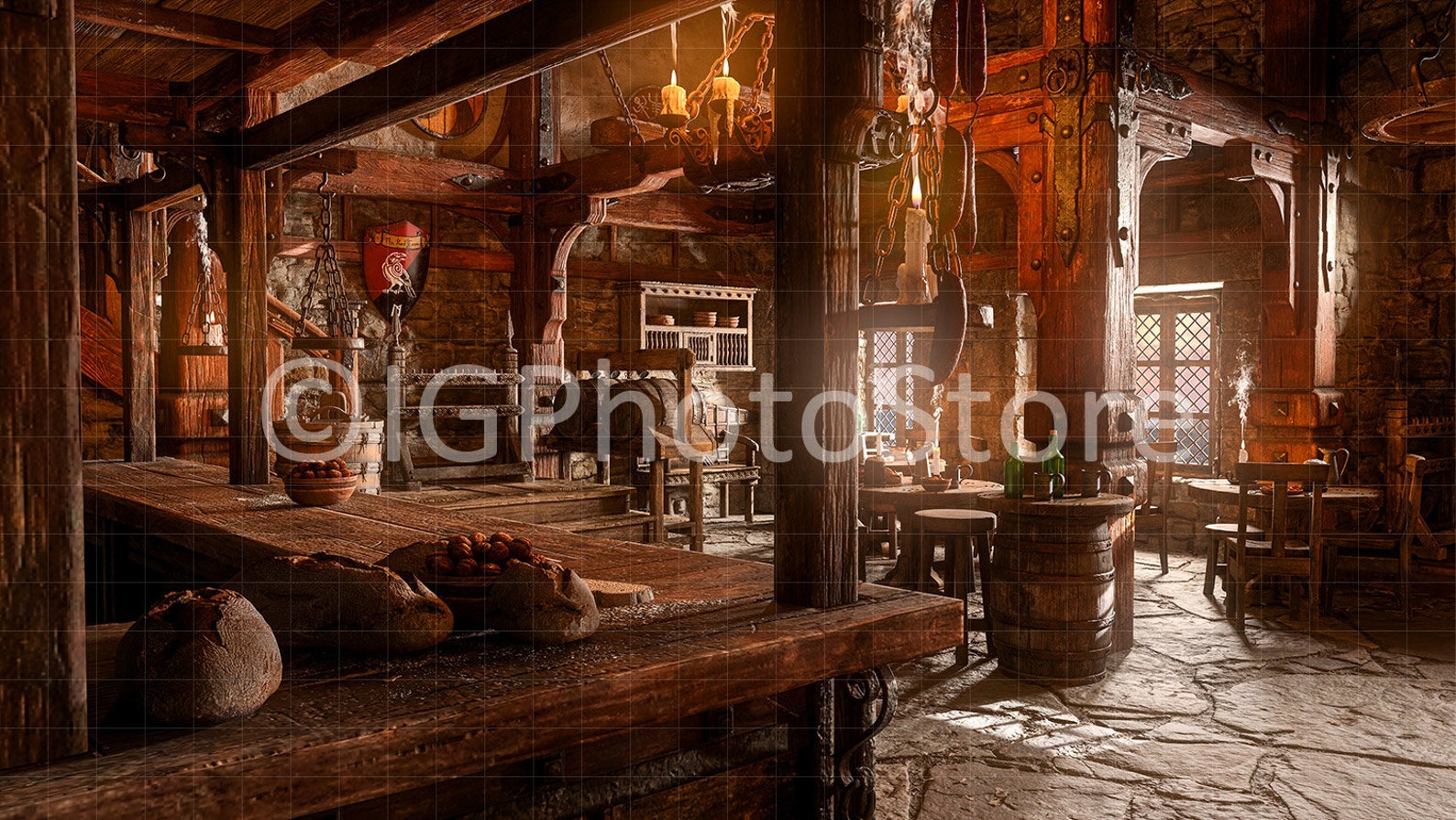 Medieval Inn Digital Backgrounds, 5 Fantasy Tavern Digital Backdrops ...