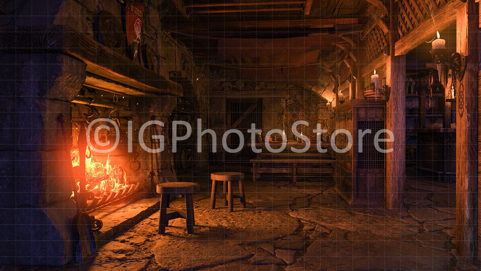 Medieval Inn Digital Backgrounds, 5 Fantasy Tavern Digital Backdrops ...