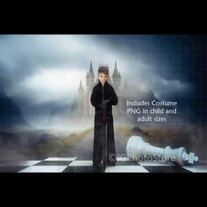 Fantasy Chess Board and Castle Digital Backdrop, Chess Player Portrait Background for Composite Photography