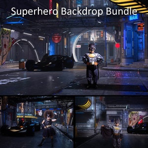 Digital Backdrop Bundle, Superhero Backdrop Set, Super Hero Digital Backgrounds, Backdrop Collection, Bargain Bundle