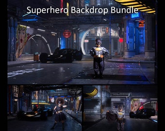 Digital Backdrop Bundle, Superhero Backdrop Set, Super Hero Digital Backgrounds, Backdrop Collection, Bargain Bundle