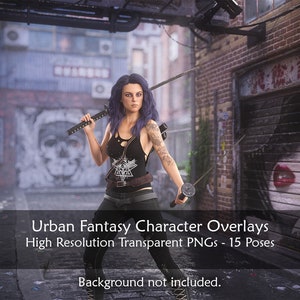 Goth Girl, Urban Fantasy Woman Character Art Stock Images for Book Cover Design, Scrapbooking, Junk Journals, RPG Gaming, Digital Overlays