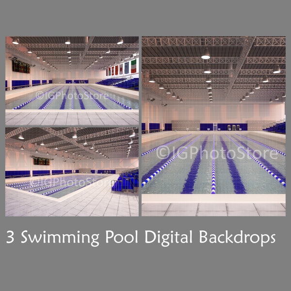 Swimming Pool Digital Backdrops, Competition Swimming Pool Digital Background, Sports Backgrounds, Swim Team Portrait Backdrop