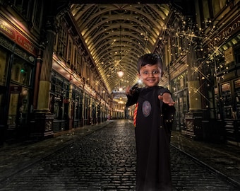 Wizard Digital Background, Digital Backdrop, Leadenhall Market, London Backdrop, Wizard Backdrop, Cobbled Street, Cosplay Backdrop