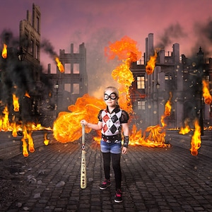 Superhero Digital Background, Cosplay Digital Backdrop, Super Heroes Backdrop, Ruins, War Zone, Battle Ground Background