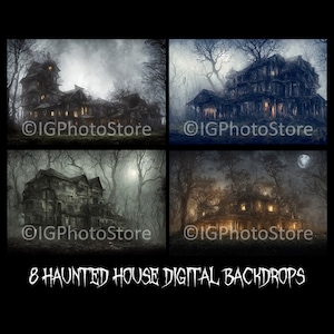 Fondos digitales de la casa embrujada, fondos digitales de Halloween, fondos de bosque espeluznante, arte digital de Halloween