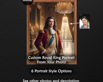 Custom Royal King Portrait from Photo, Personalized Digital Painting (Digital Download)