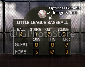 Baseball Scoreboard Layered Digital Backdrop, Softball Backdrop, Customisable Sports Digital Background for Composite Photography