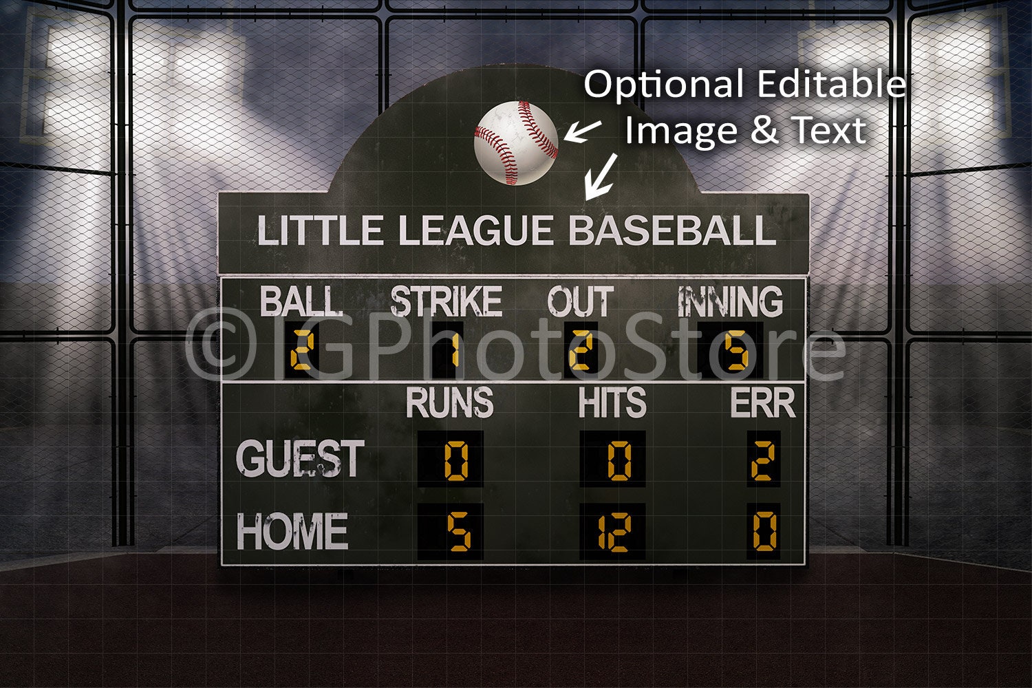 Baseball Scoreboard Layered Digital Backdrop Softball Etsy