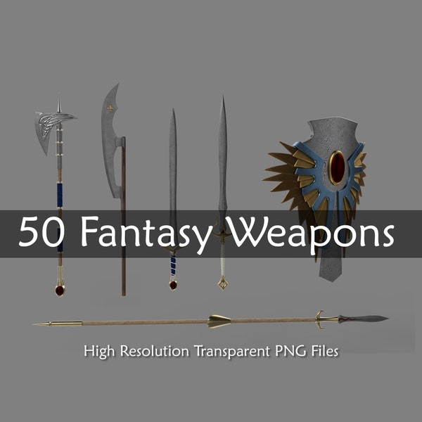 Fantasy Weapon Digital Overlays, Medieval Weapons PNG Clipart, Photo Manipulations, Graphic Design Resource, Digital Art, Book Cover Art