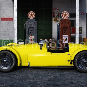 Vintage Racing Car at Gas Station Digital Backdrop Bundle, Old Car ...
