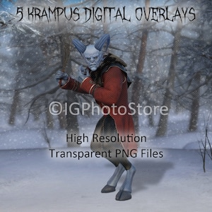 Krampus Digital Overlays, Christmas Demon, Transparent PNGs, Christmas Overlays for Composite Photography, Digital Art or Scrapbooking