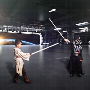 Star Ship Digitale Achtergrond, Sci-Fi Wars Cosplay Achtergrond, Science Fiction Achtergrond, Ruimteschip Digitale Achtergrond, Lichtzwaard PNG Overlay