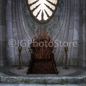 Iron Throne Printable Backdrop, Medieval Fantasy Throne Room, Photo Booth or Studio Printable Digital Background